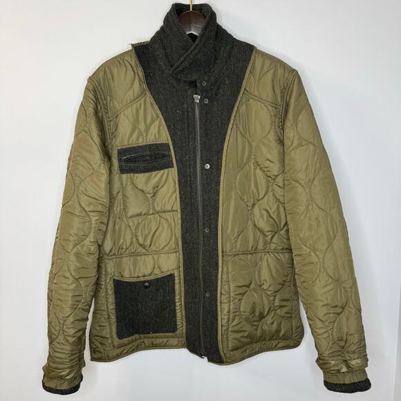 Grayers Mens Wool Green Quilted Equestrian Utility Snap Zip Sport Coat Jacket XL - Picture 12 of 16